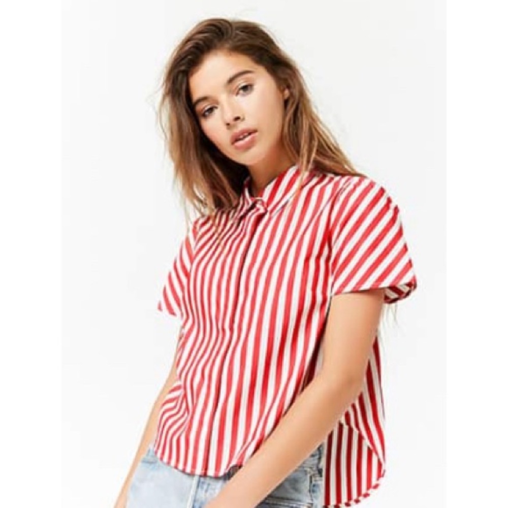 Stripped high-low shirt